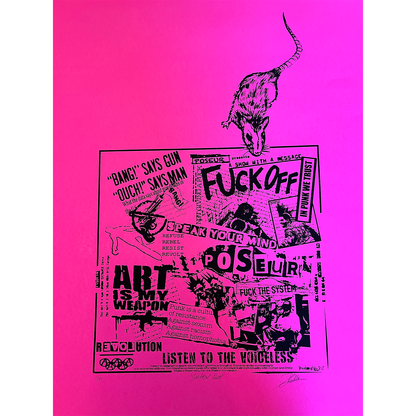 'SNIFFIN' GLUE' SILKSCREEN ON NEON PINK PAPER LIMITED EDITION OF 10